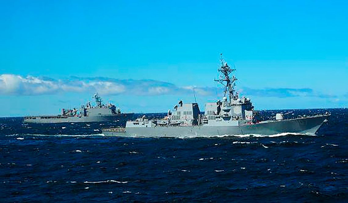 USS Gunston Hall takana ja USS Gravely harjoittelivat Suomessavajaa neljä kuukautta sitten. Kuva: Puolustusvoimat.